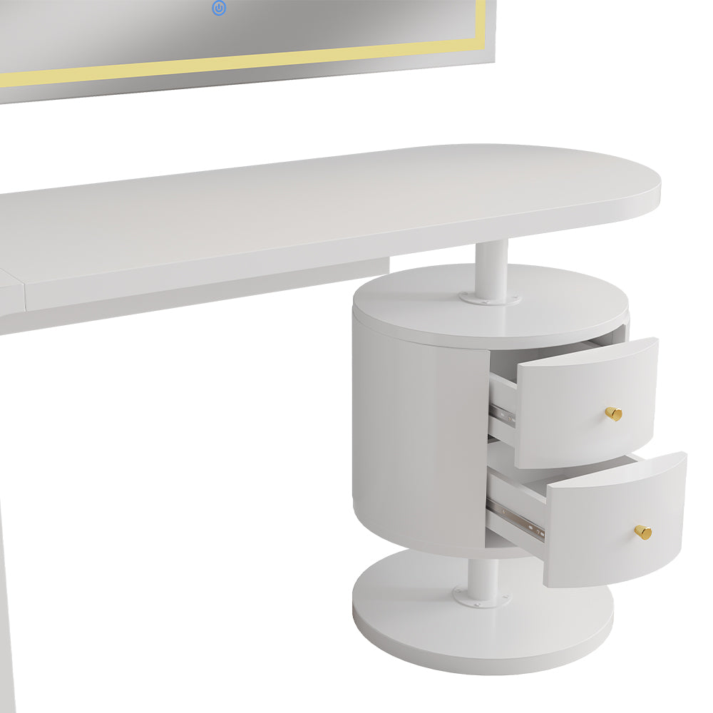 Vicco Tavolo da toeletta Bianco 120 cm con specchio a LED