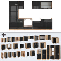 Vicco Cucina componibile Rovere nero/oro lucido 300 cm , PL Rovere