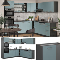 Vicco Cucina angolare completa Blu-grigio/antracite 237 x 247 cm , PL Antracite
