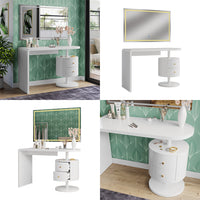 Vicco Tavolo da toeletta Bianco 120 cm con specchio a LED