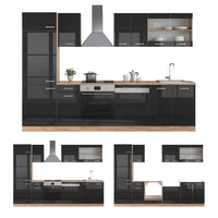 Vicco Cucina componibile Rovere nero/oro lucido 300 cm , PL Rovere