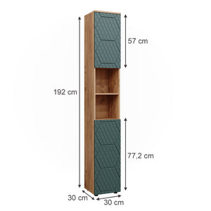Vicco Mobiletto da bagno Quercia verde/oro 30 x 192 cm