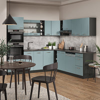 Vicco Cucina angolare completa Blu-grigio/antracite 237 x 60 cm senza piano di lavoro