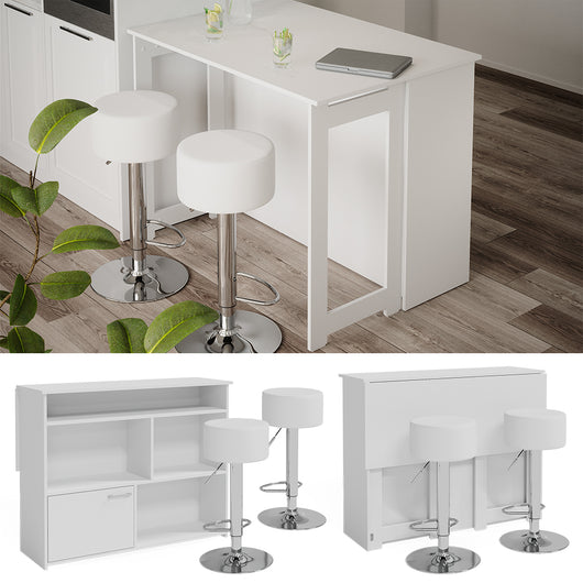 Vicco Tavolo bar con sgabelli Bianco 116 x 37 cm con 2 sgabelli da bar