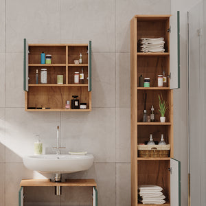 Vicco Mobiletto da bagno Quercia verde/oro 30 x 192 cm