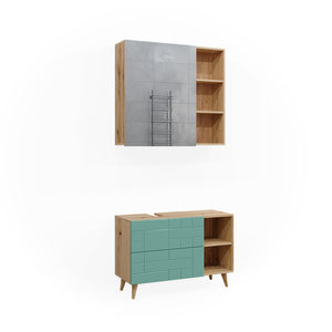 Vicco Set di mobili da bagno Verde menta 2 parti