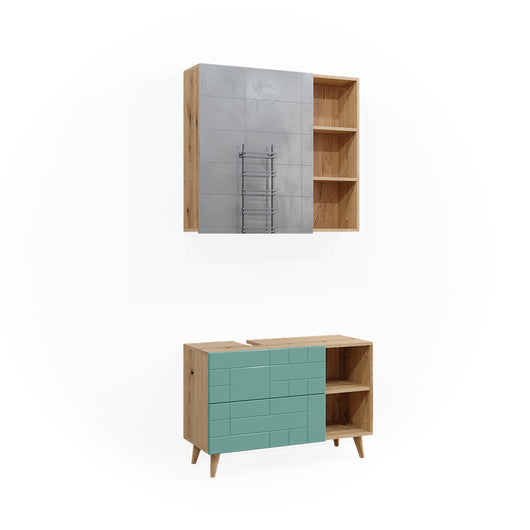 Vicco Set di mobili da bagno Verde menta 2 parti