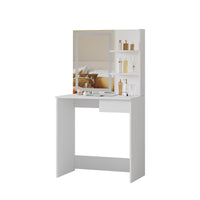 Vicco Tavolo da toeletta Bianco 75 cm con specchio a LED e stazione di ricarica QI