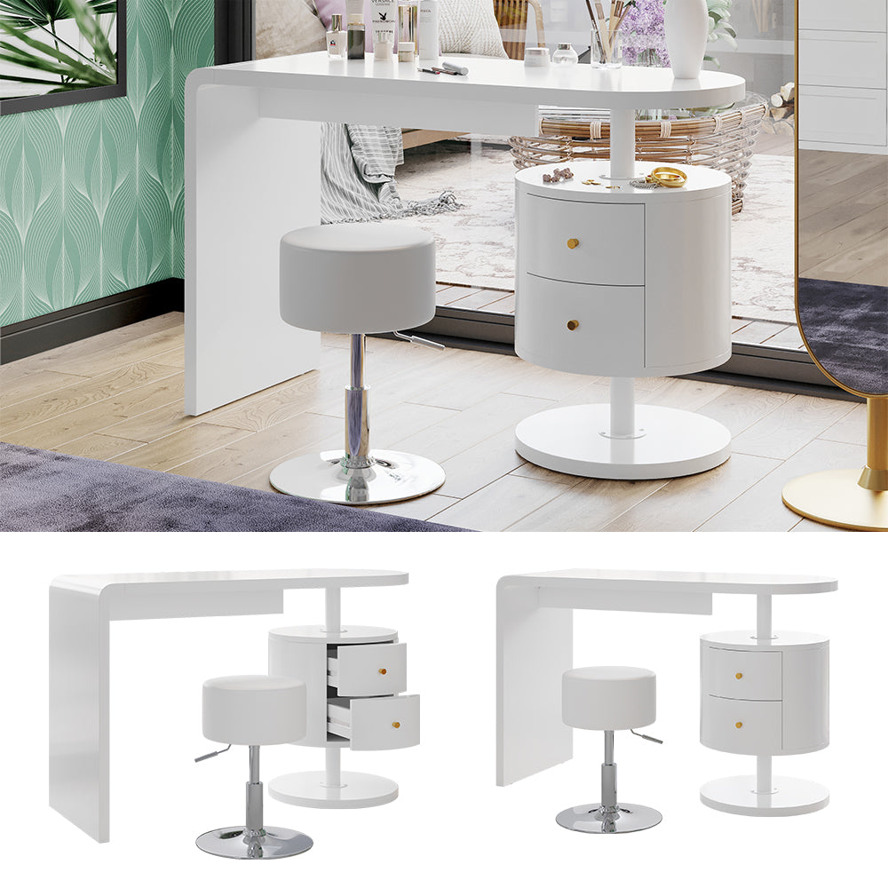 Vicco Tavolo da toeletta Bianco 120 cm con sgabello