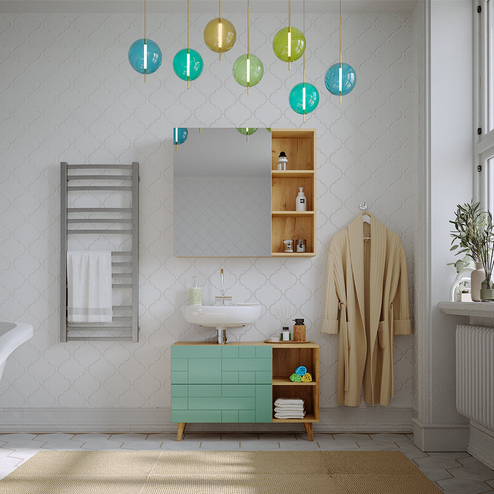 Vicco Set di mobili da bagno Verde menta 2 parti