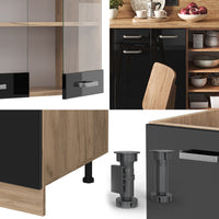 Vicco Cucina componibile Rovere nero/oro lucido 240 cm , PL Antracite