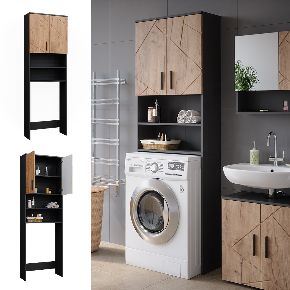 Vicco Mobiletto per lavatrice Quercia dorata/antracite 64 x 190.5 cm