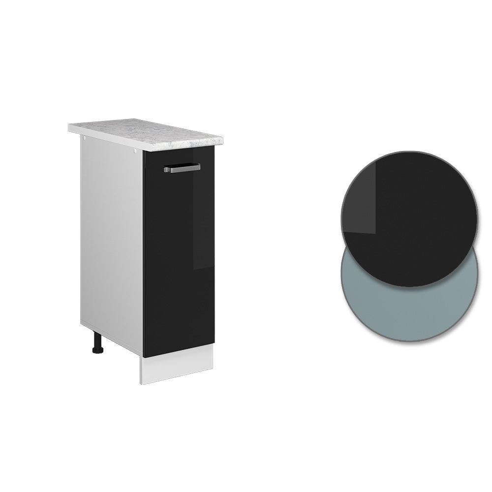 Vicco Base universale Nero lucido 30 cm con anta, con piano di lavoro