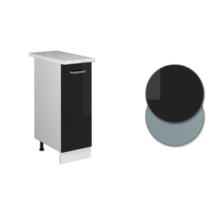 Vicco Base universale Nero lucido 30 cm con anta, con piano di lavoro