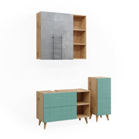 Vicco Set di mobili da bagno Verde menta 3 parti