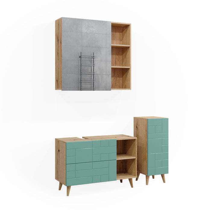 Vicco Set di mobili da bagno Verde menta 3 parti