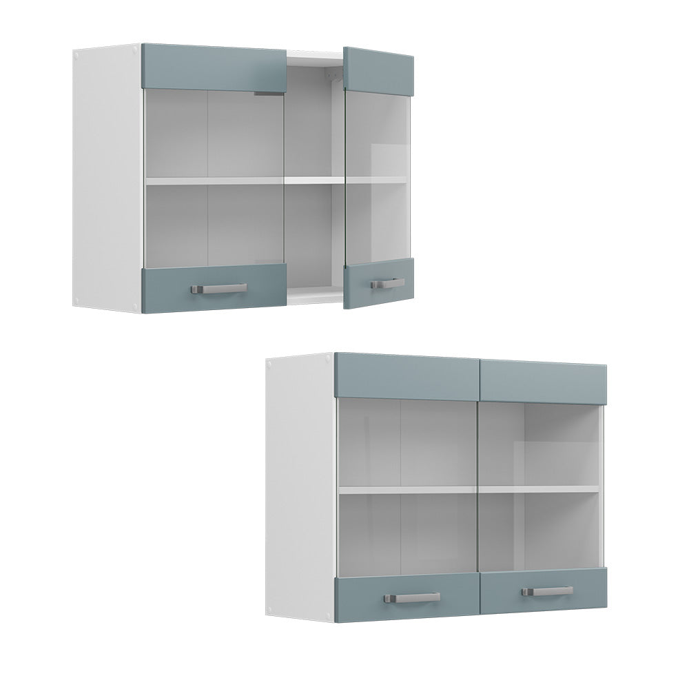 Vicco Pensile universale Grigio-blu 80 cm con ante in vetro