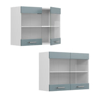 Vicco Mobile da cucina in vetro Grigio-blu 80 cm