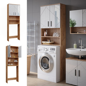 Vicco Mobiletto per lavatrice Bianco lucido/oro power oak 64 x 190.5 cm