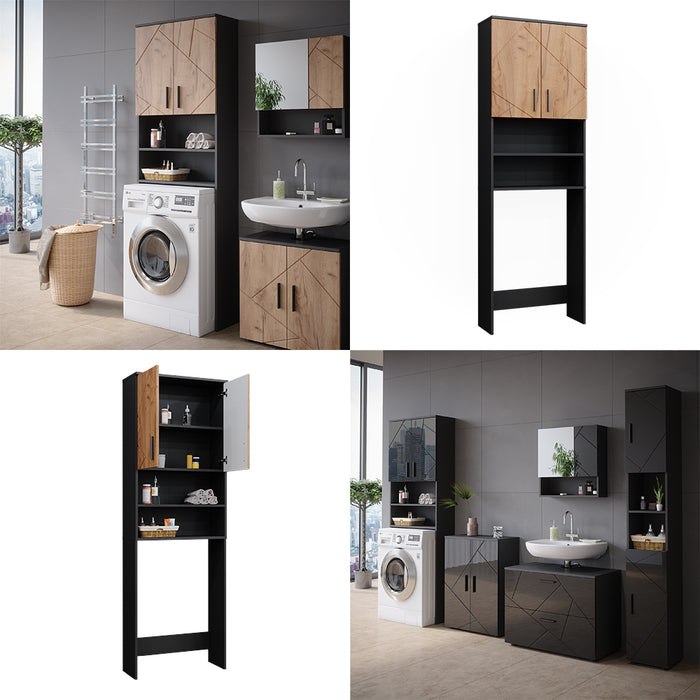 Vicco Mobiletto per lavatrice Quercia dorata/antracite 64 x 190.5 cm