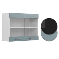 Vicco Pensile universale Grigio-blu 80 cm con ante in vetro