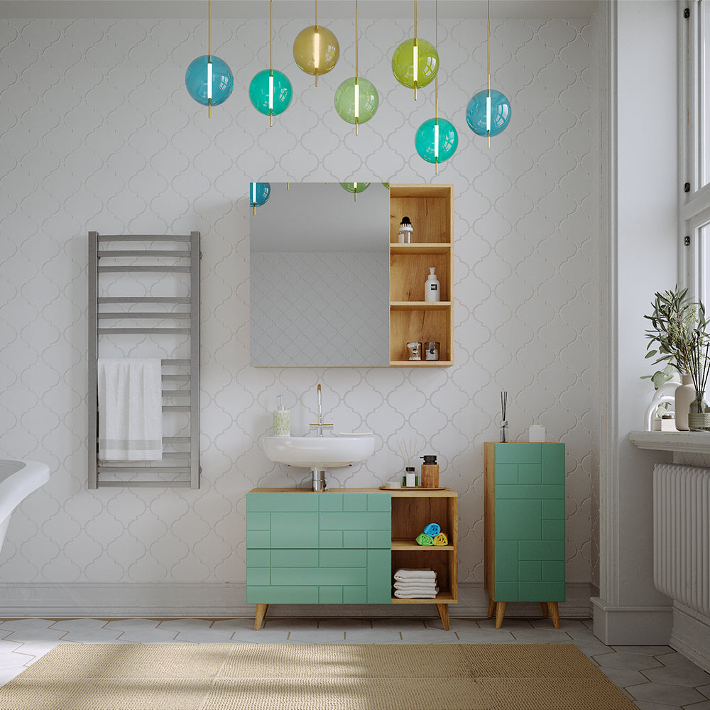 Vicco Set di mobili da bagno Verde menta 3 parti