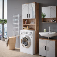 Vicco Mobiletto per lavatrice Bianco lucido/oro power oak 64 x 190.5 cm