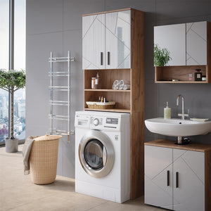 Vicco Mobiletto per lavatrice Bianco lucido/oro power oak 64 x 190.5 cm