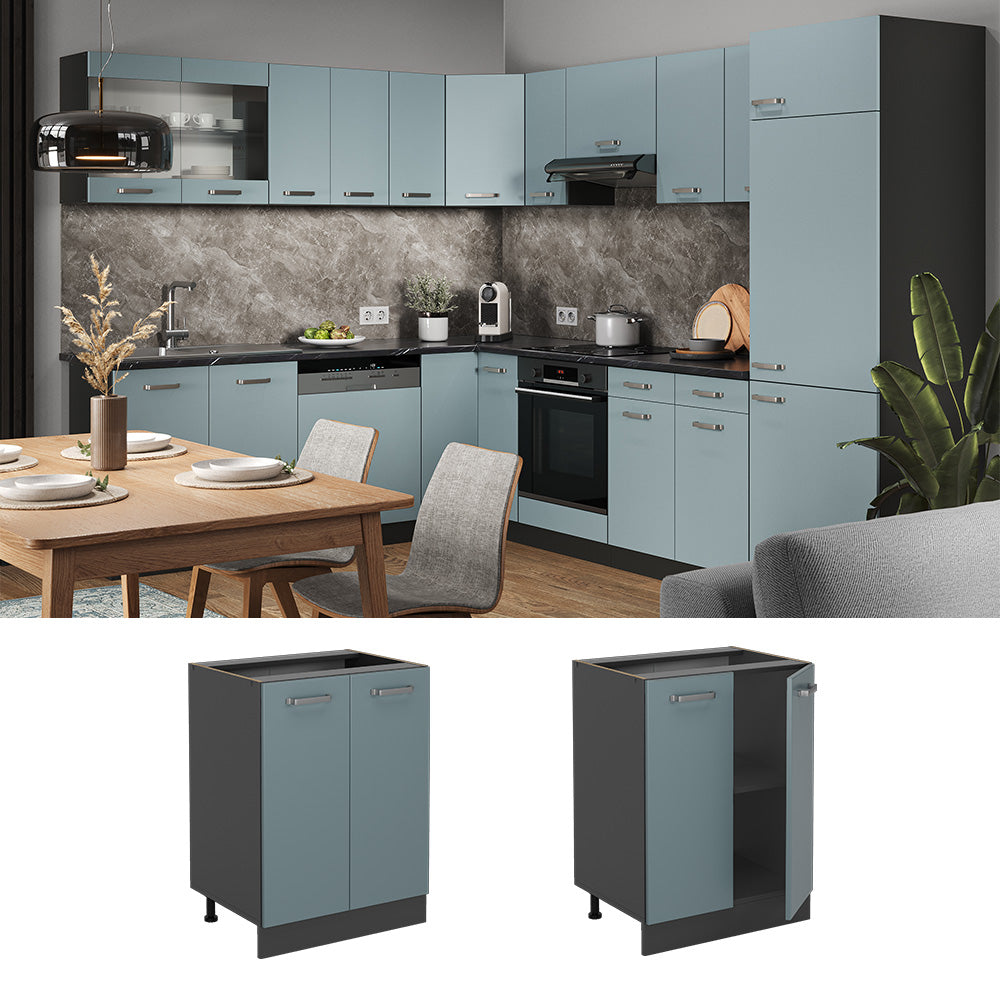 Vicco Mobiletto base cucina Grigio-blu 60 cm , PL Rovere