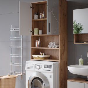 Vicco Mobiletto per lavatrice Bianco lucido/oro power oak 64 x 190.5 cm