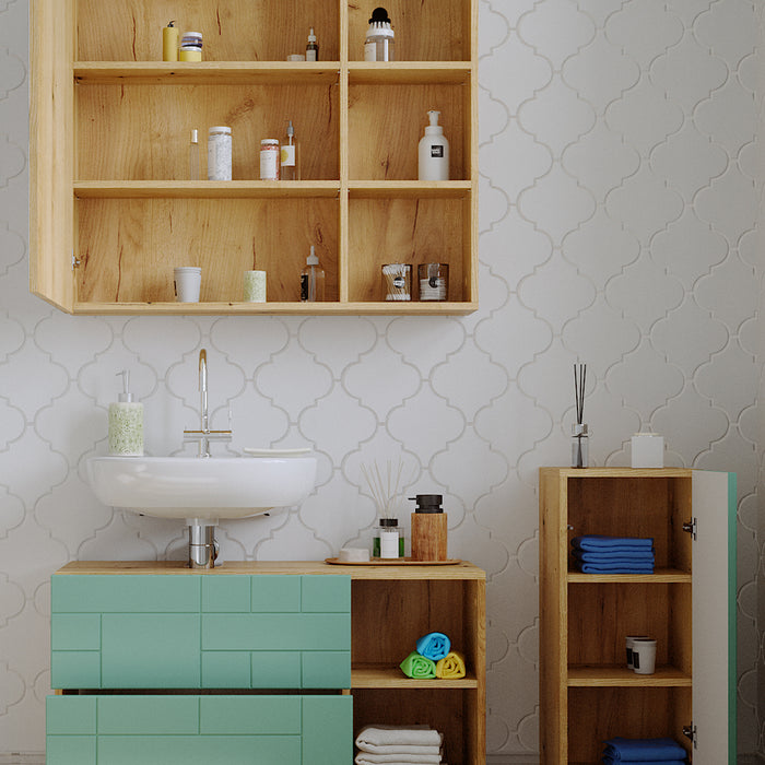 Vicco Set di mobili da bagno Verde menta 3 parti