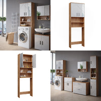 Vicco Mobiletto per lavatrice Bianco lucido/oro power oak 64 x 190.5 cm