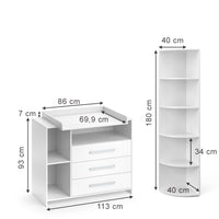 Vicco Set per cameretta Bianco 2 parti, con fasciatoio e ripiano per giocattoli