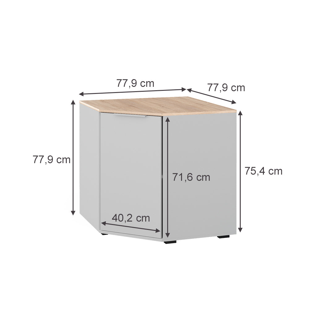 Vicco Credenza Bianco/Sonoma 77.9 x 77.9 cm con 1 porta