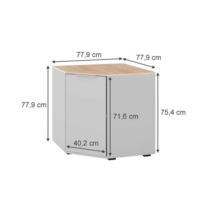 Vicco Credenza Bianco/Sonoma 77.9 x 77.9 cm con 1 porta