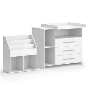 Vicco Set per cameretta Bianco 2 parti, con fasciatoio e libreria