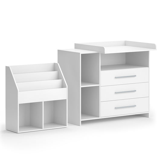 Vicco Set per cameretta Bianco 2 parti, con fasciatoio e libreria