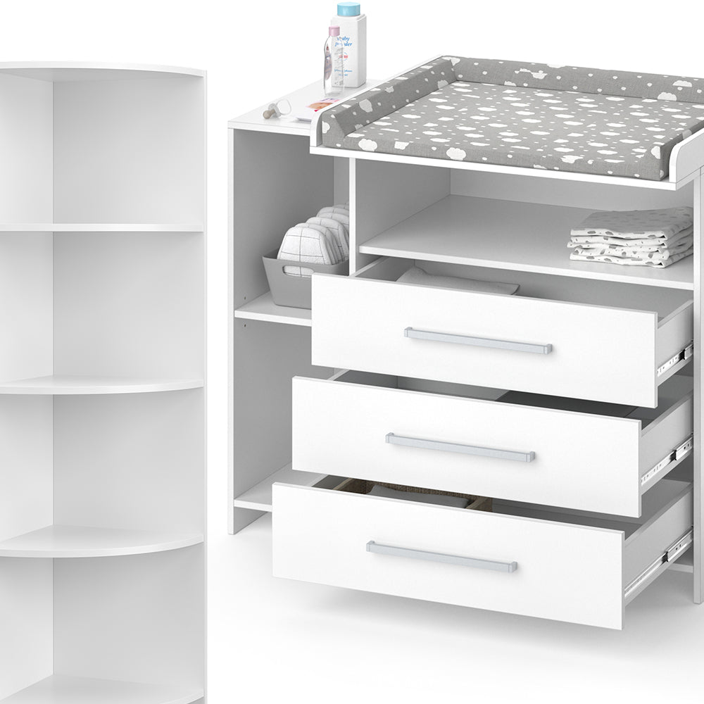 Vicco Set per cameretta Bianco 2 parti, con fasciatoio e ripiano per giocattoli