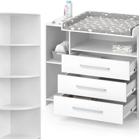 Vicco Set per cameretta Bianco 2 parti, con fasciatoio e ripiano per giocattoli