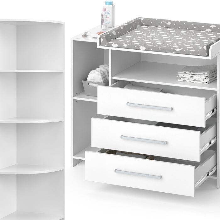 Vicco Set per cameretta Bianco 2 parti, con fasciatoio e ripiano per giocattoli