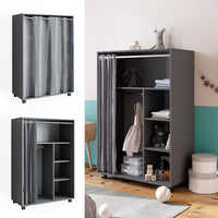 Vicco Armadio multifunzione Grigio 100 x 146.6 cm aperto, su rotelle