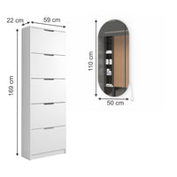 Vicco Scarpiera da ingresso Bianco 2 parti, con specchio LED