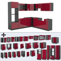 Vicco Cucina angolare completa Rosso lucido/antracite 247 x 60 cm , PL Antracite