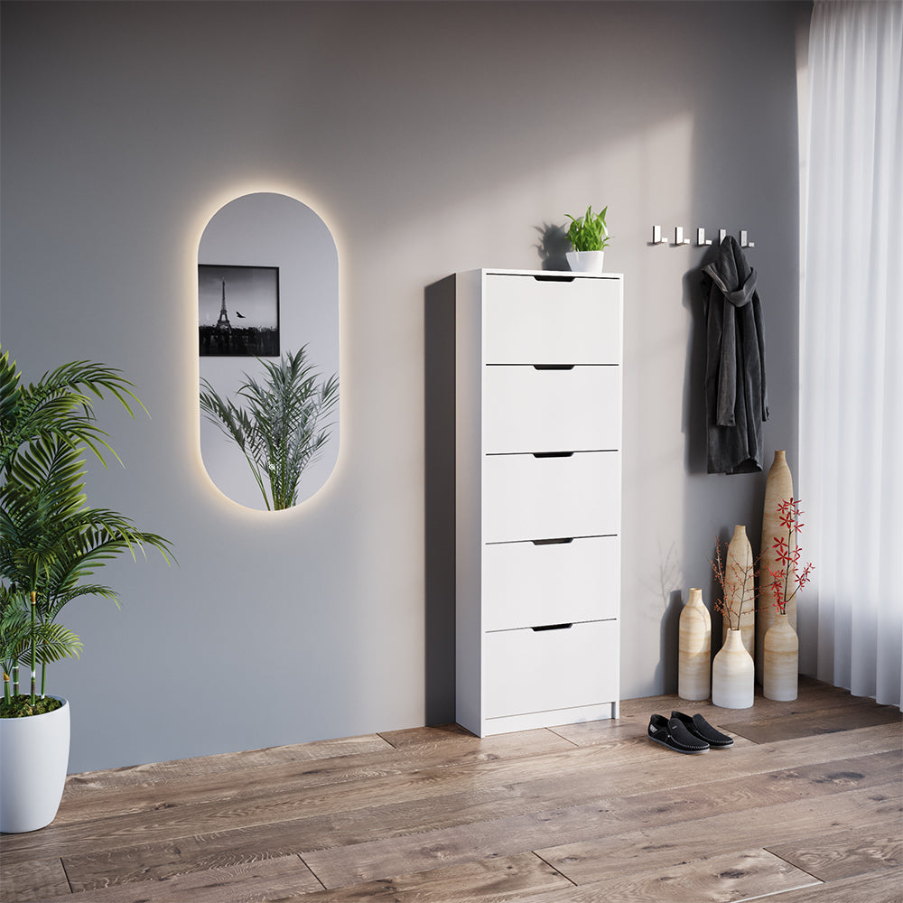 Vicco Scarpiera da ingresso Bianco 2 parti, con specchio LED