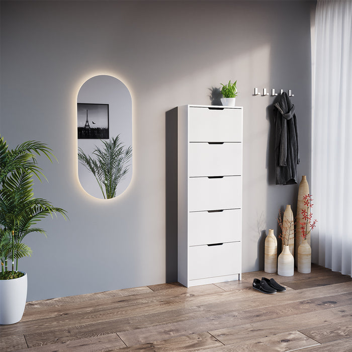 Vicco Scarpiera da ingresso Bianco 2 parti, con specchio LED