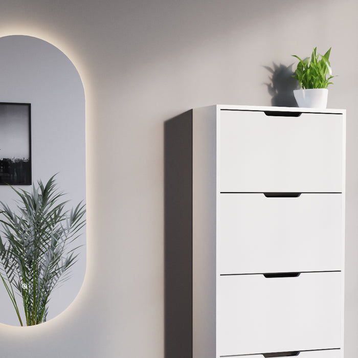 Vicco Scarpiera da ingresso Bianco 2 parti, con specchio LED