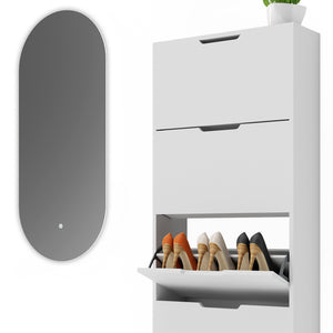 Vicco Scarpiera da ingresso Bianco 2 parti, con specchio LED