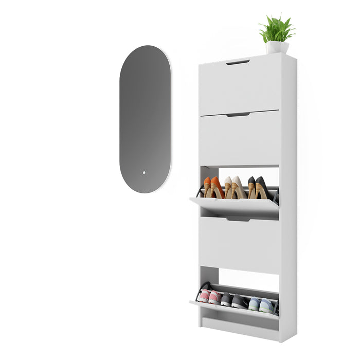 Vicco Scarpiera da ingresso Bianco 2 parti, con specchio LED