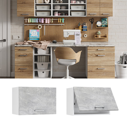 Vicco Pensile universale Calcestruzzo 60 cm con porta a ribalta