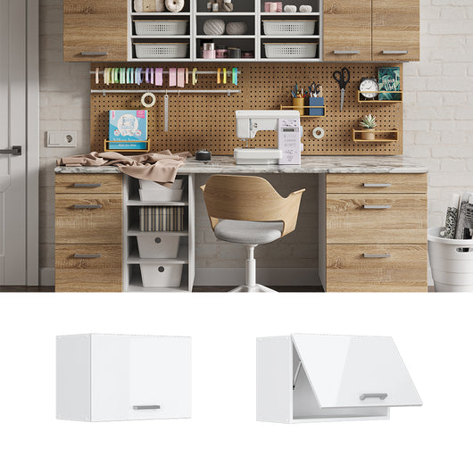 Vicco Pensile universale Bianco lucido 60 cm con porta a ribalta